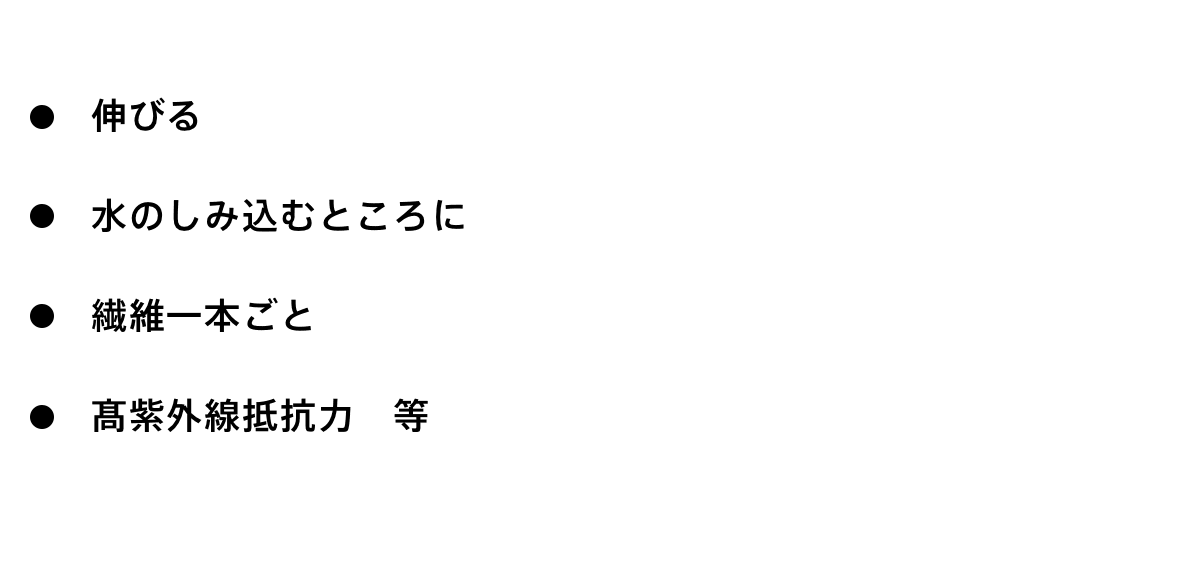 NIKWAXの特許TX.10i のメリットは伸びる・水のしみ込むところに・繊維一本ごと・髙紫外線抵抗力　等の特長を持ち､透湿防水生地にも使用可能な安全で高機能な撥水剤です