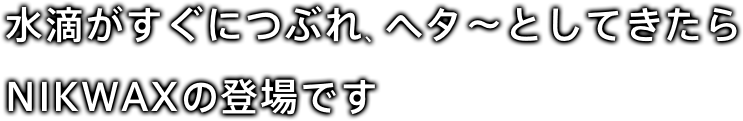水滴がすぐにつぶれ､ヘタ～としてきたらNIKWAXの登場です